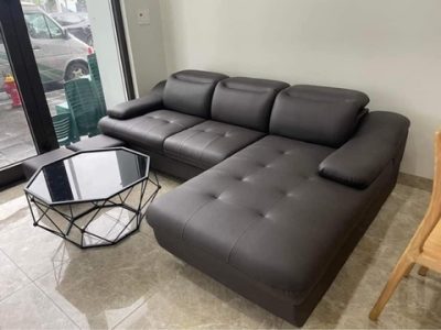 Ghế sofa góc bọc da sang trọng kèm 2 đôn và bàn kim cương SFL-10